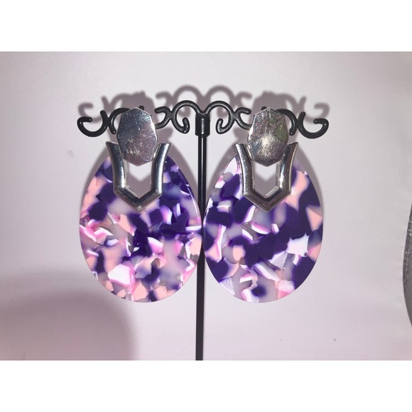 Papazzari Purple & Pink Tortoise Shell Pattern Earrings! - Picture 3 of 6
